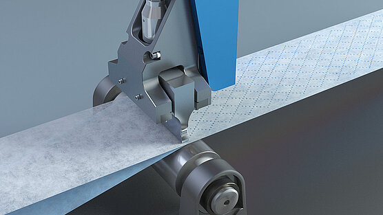 A microbond system laminating a nonwoven fabric 